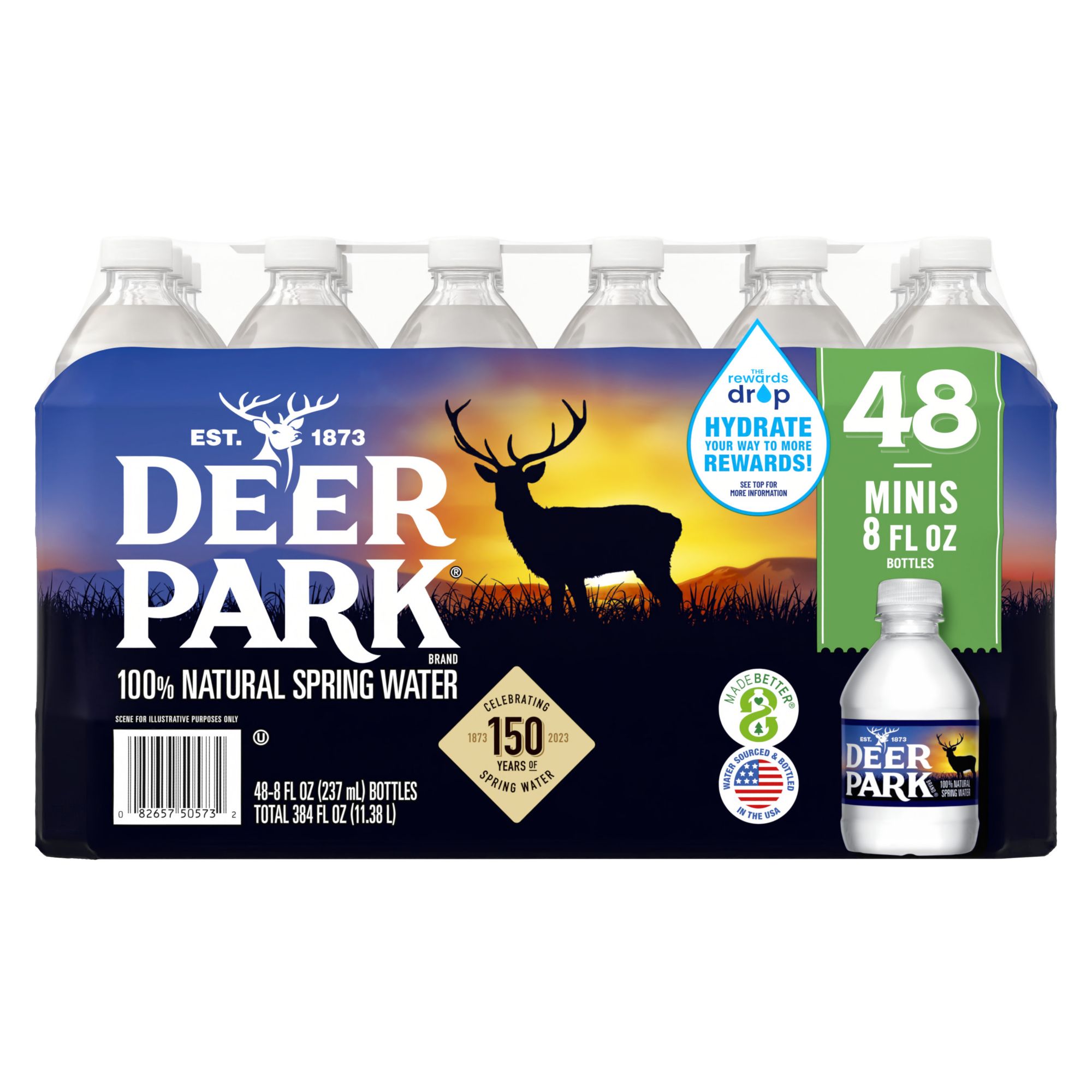 DEER PARK Brand 100% Natural Spring Water, 8-ounce mini Plastic Bottles  (Total of 48)