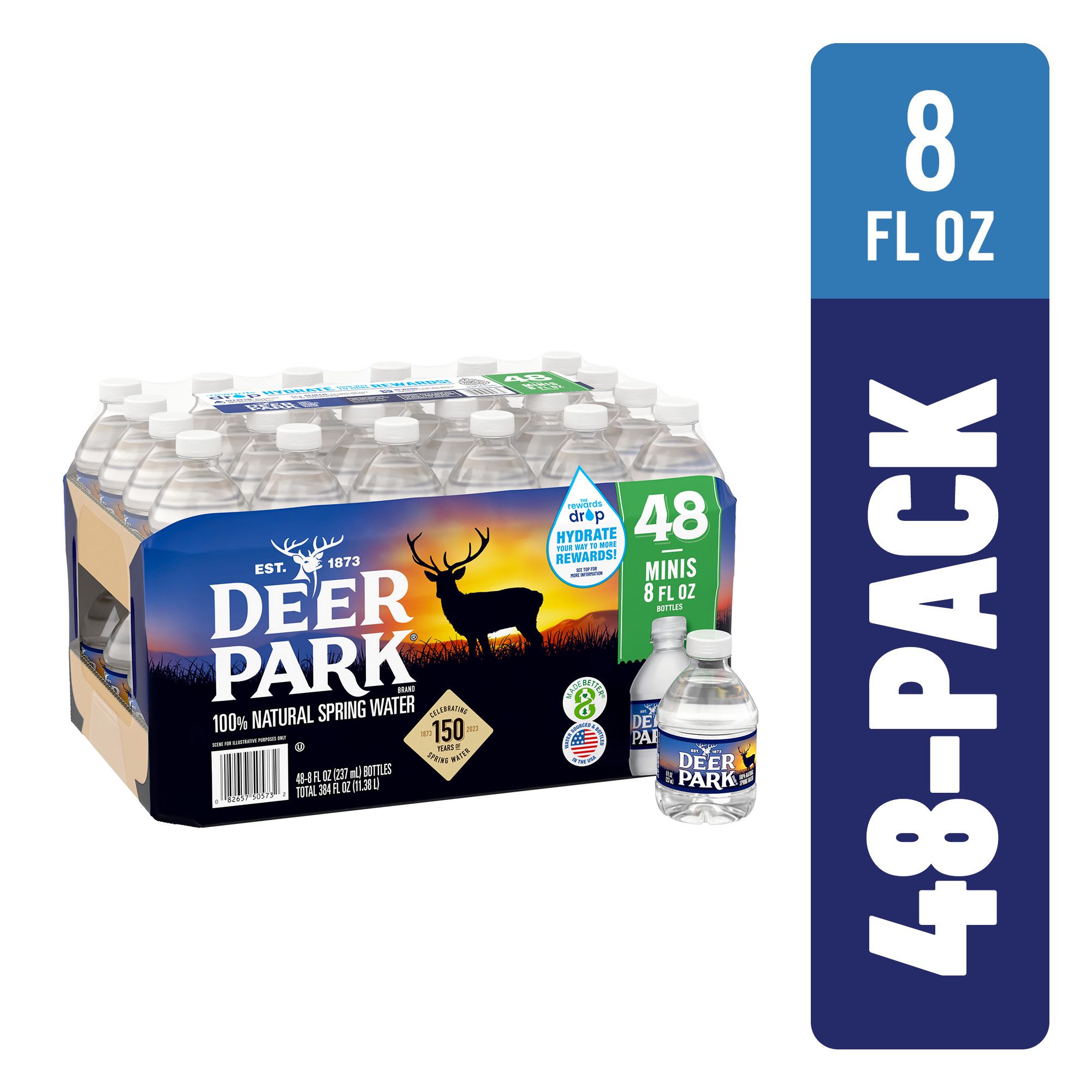 Deer Park Natural Spring Water, 8 oz Bottle, 48 Bottles-carton