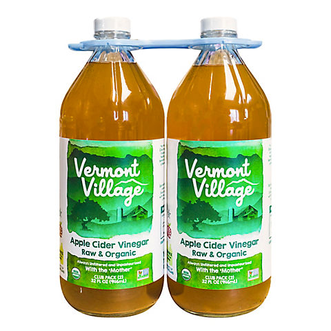 Vermont Village Raw Organic Apple Cider Vinegar, 2 pk./32 oz.