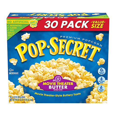 Pop Secret Movie Theater Butter Flavor Microwave Popcorn Sharing Bags, 30 pk.