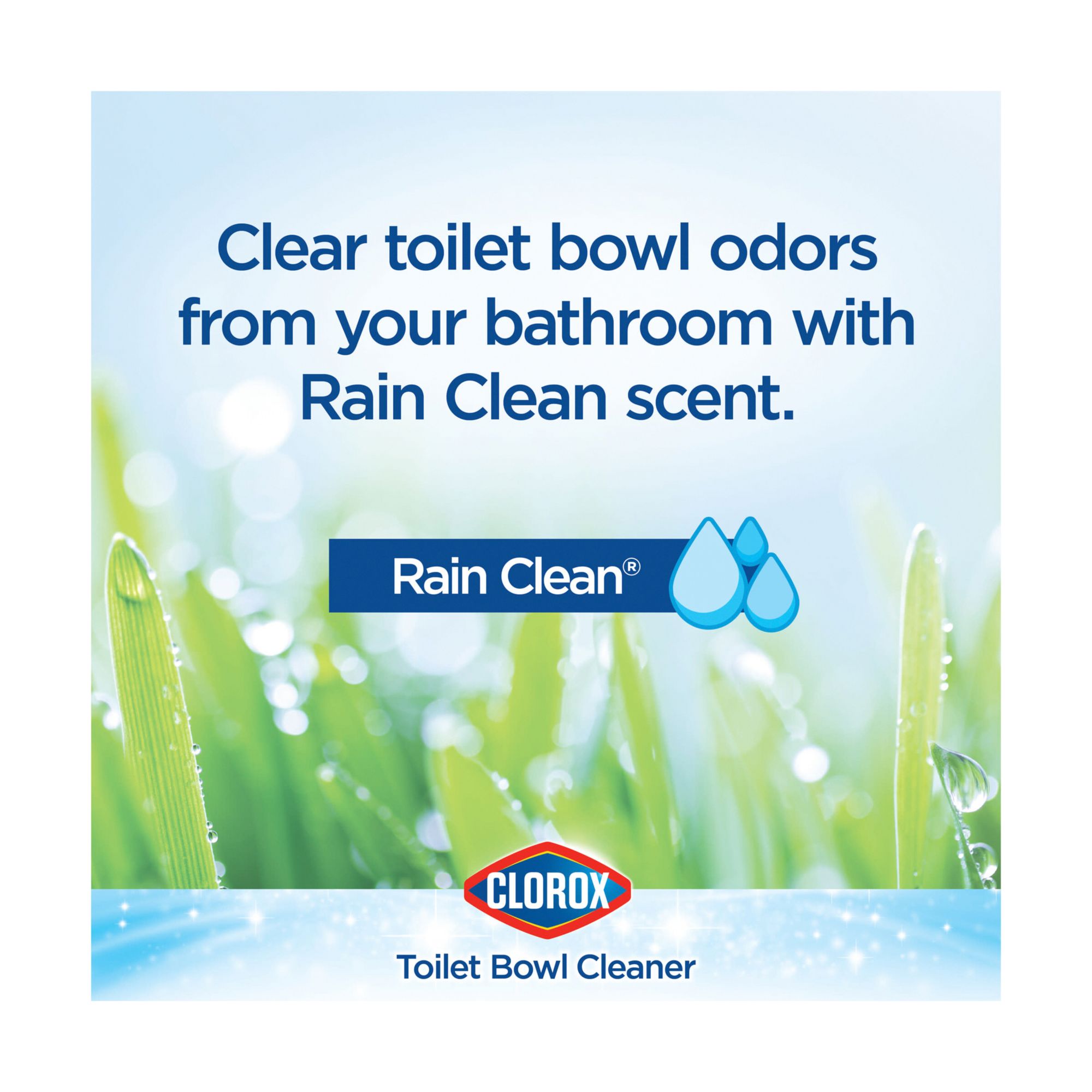 Clorox Toilet Bowl Cleaner with Bleach, Rain Clean, 24 fl oz, 6-count