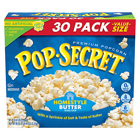 Pop Secret Homestyle Butter Flavor Microwave Popcorn Sharing Bags, 30 pk.