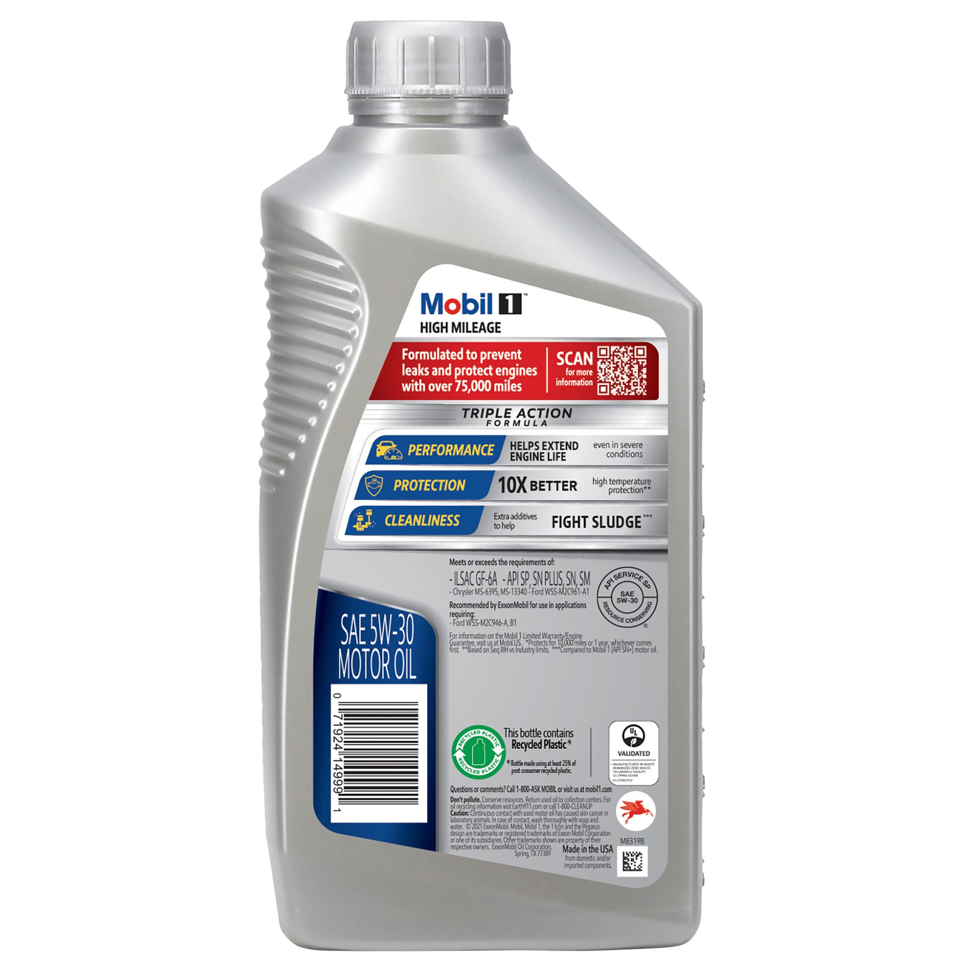 Mobil 5W-30 High Mileage Synthetic Oil, 6 pk./1 qt.