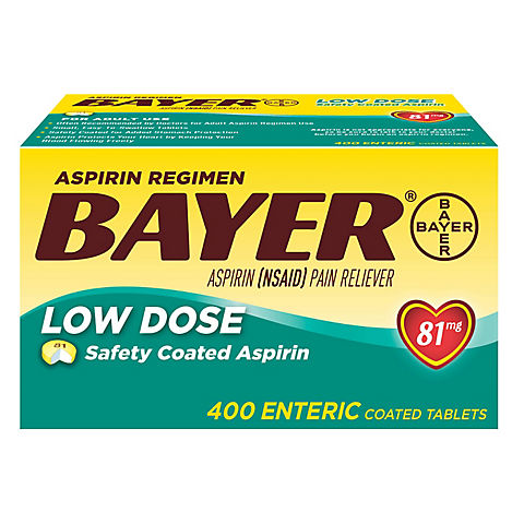 Bayer Aspirin Regimen 81mg Low-Dose Enteric-Coated Tablets, 400 ct.