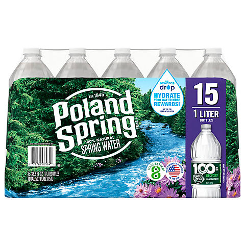 Poland Spring 100% Natural Spring Water, 15 pk./1L