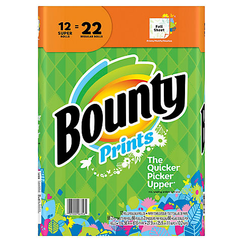 Bounty Super Roll Paper Towels, 12 pk. - Print