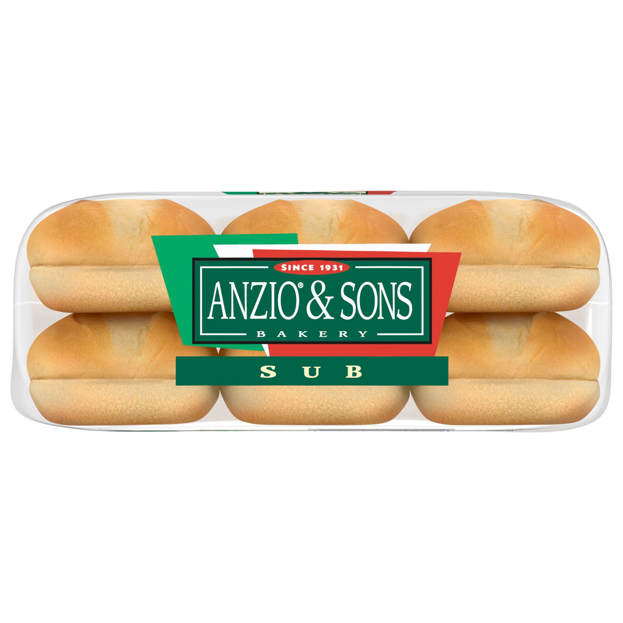 Anzio & Sons White Sub Rolls, Sandwich Rolls, 6 ct.