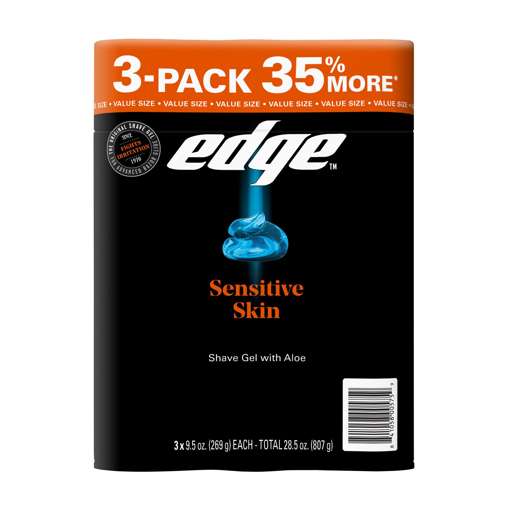 Edge Advanced Sensitive Skin Extra Moisturizing Shave Gel, 3 pk