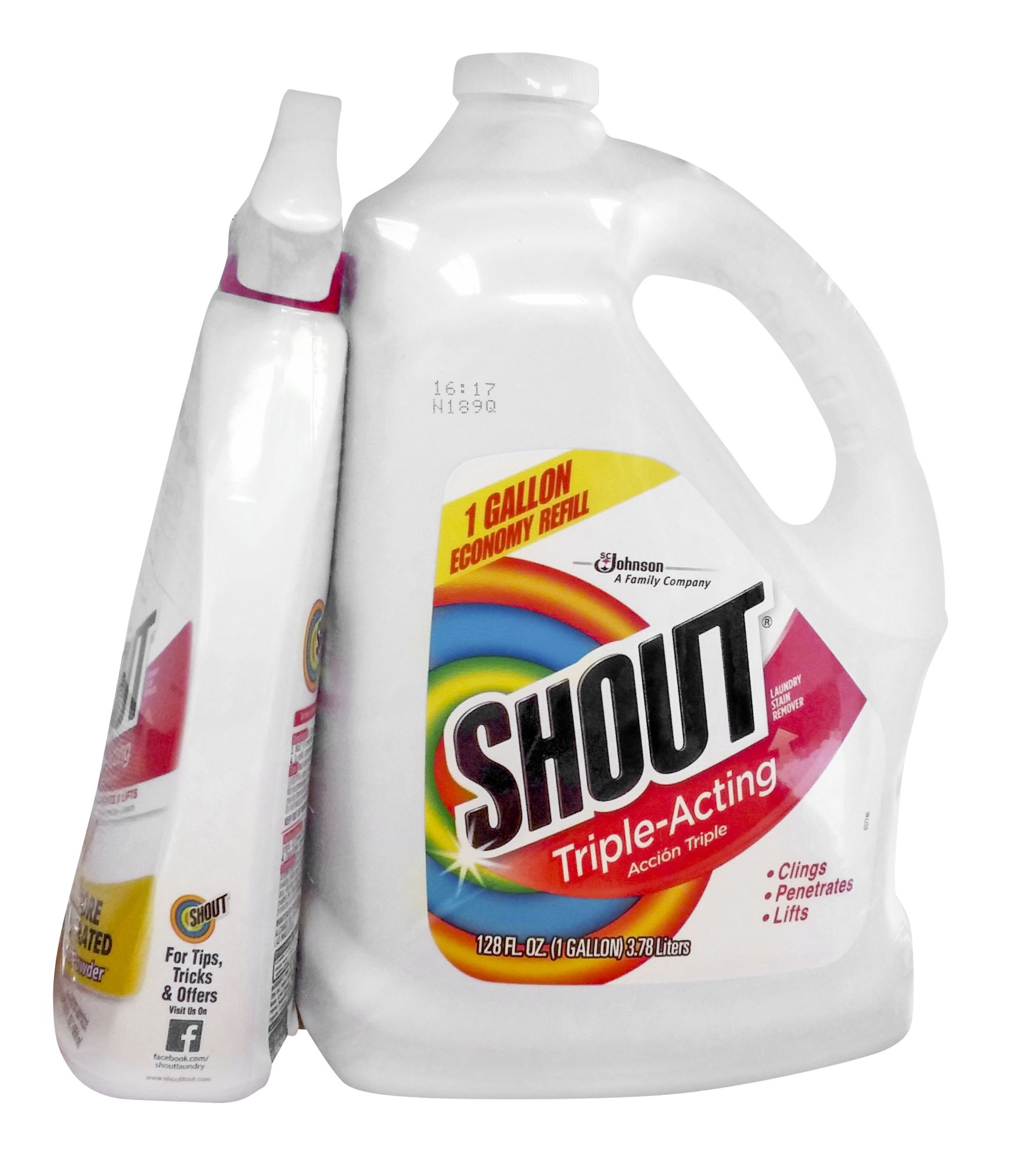 Shout Triple-Acting Laundry Stain Remover (128 fl. oz. refill + 22 fl. oz.  trigger) - Sam's Club