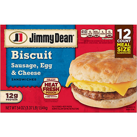 Jimmy Dean Frozen Sausage, Egg & Cheese Biscuit Sandwiches, 12 ct.
