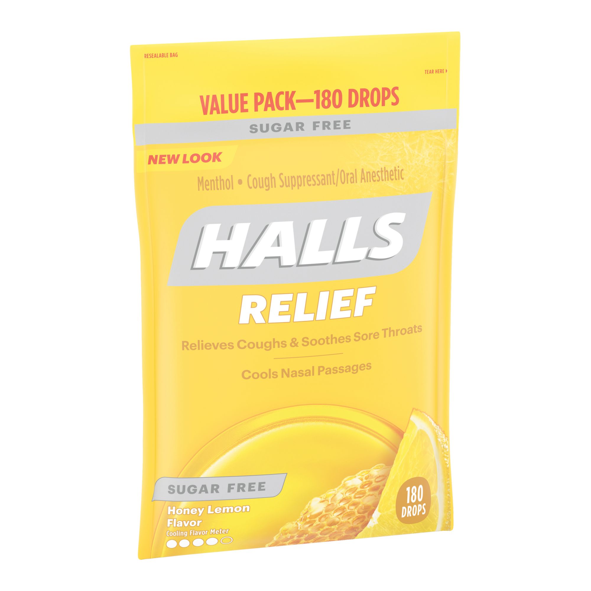 Halls Honey Lemon Flavour Cough Drops, 20 × 9 lozenges