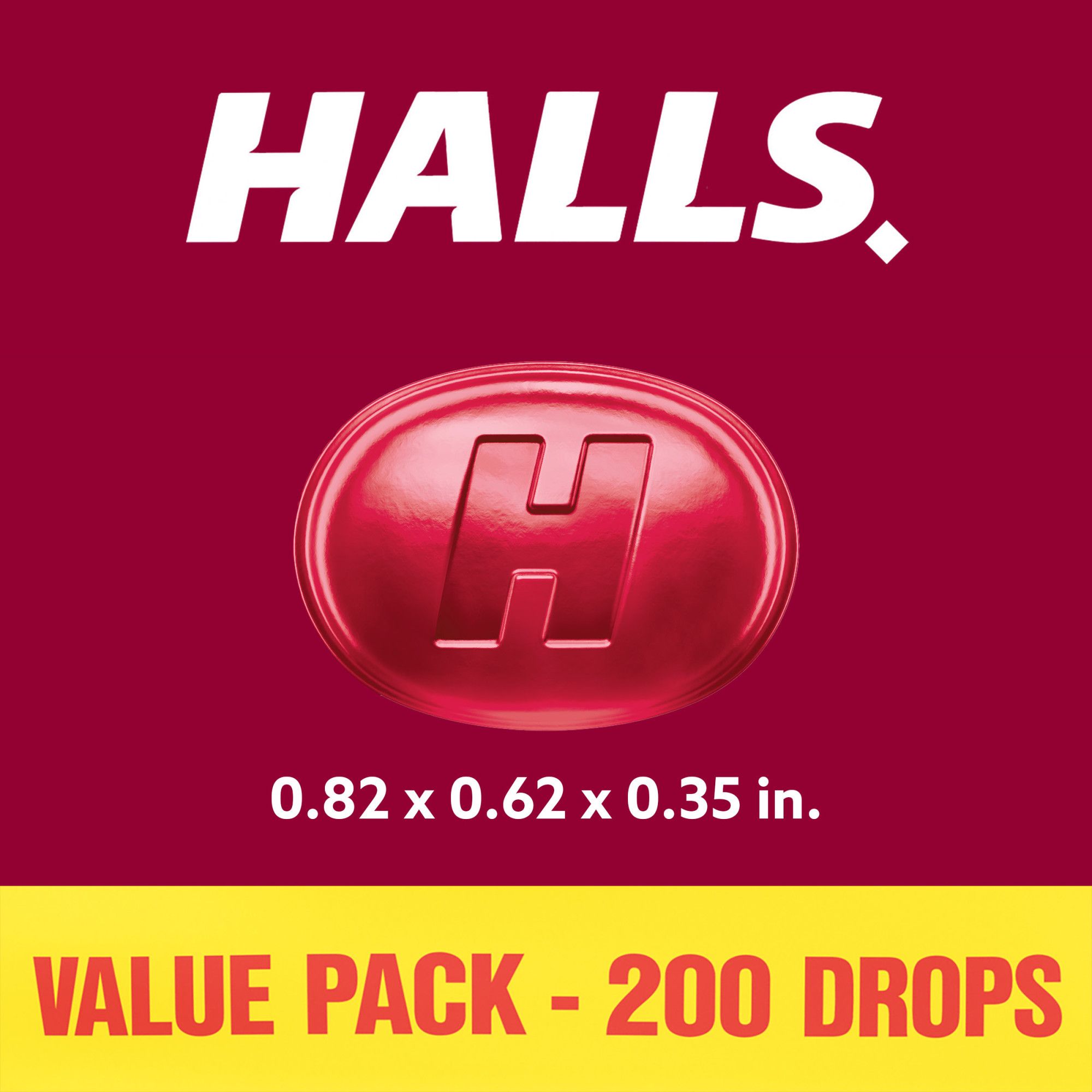 Halls Relief Cherry Flavor Cough Drops, Value Pack, 200 ct.