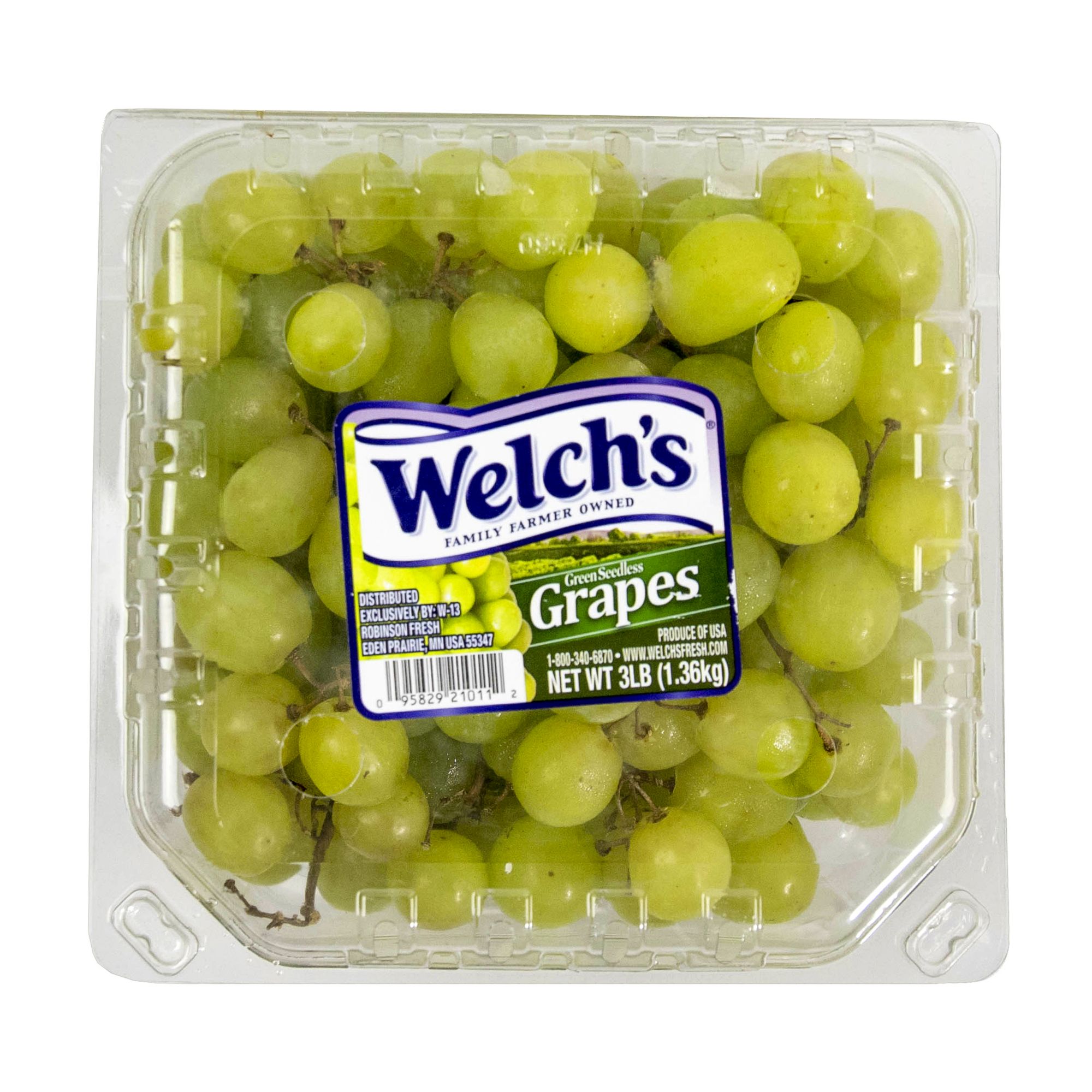 Fresh Green Seedless Grapes, 3 lb Package 