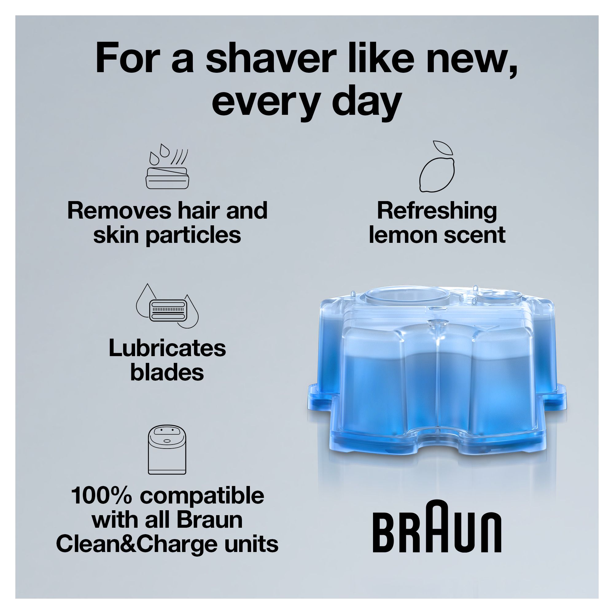 Braun Clean and Renew Electric Shaver Cleaning Cartridges - Pack of 3