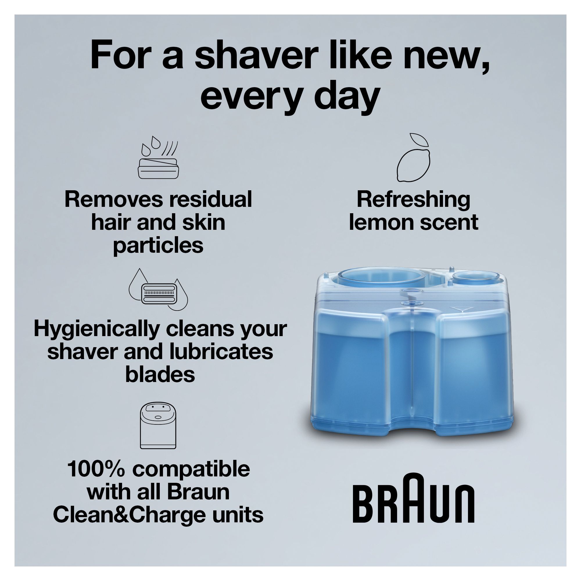 Braun Clean and Renew Electric Shaver Cleaning Cartridges - Pack of 3