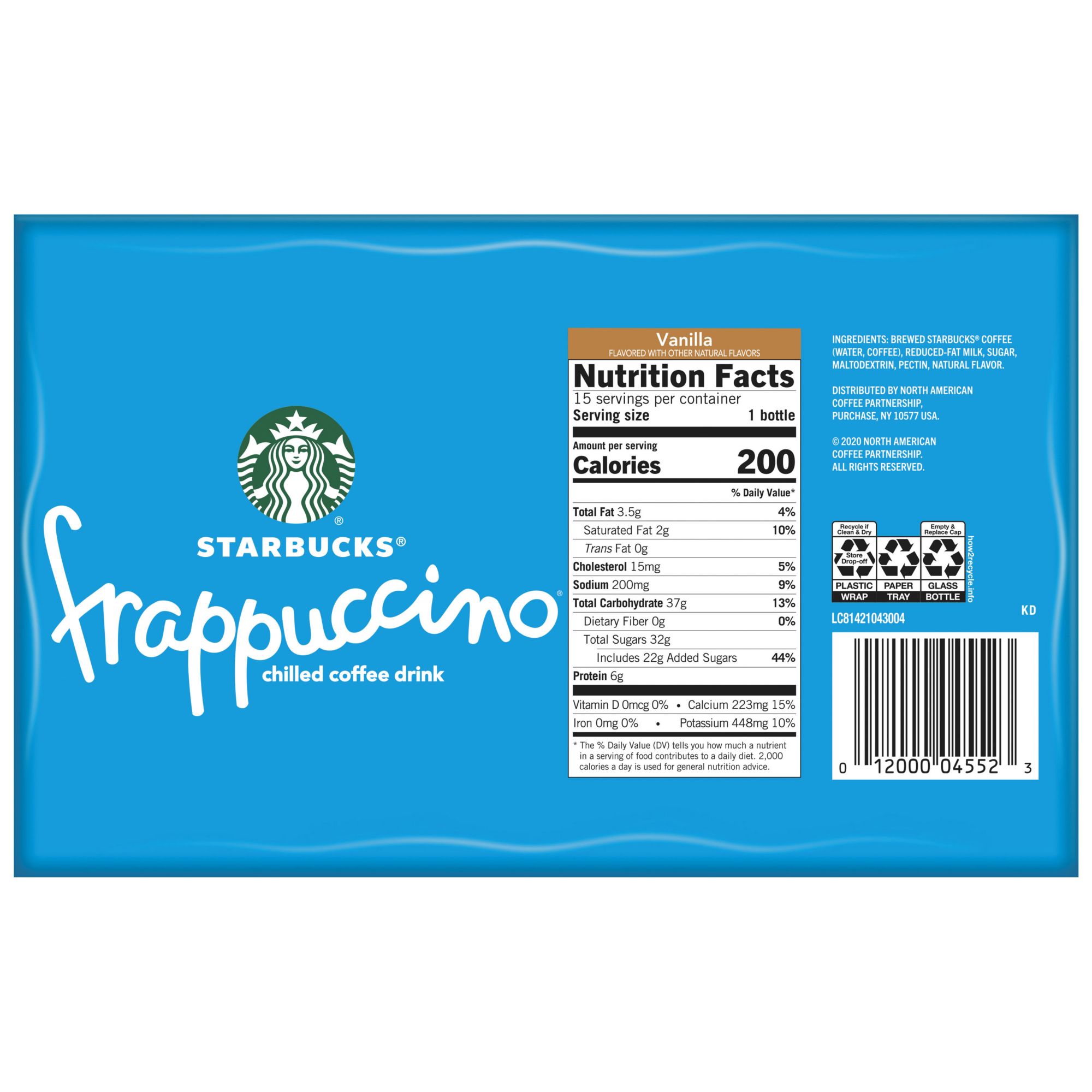 Starbucks Frappuccino, Vanilla, Glass Bottles, 9.5 Fl Oz (15 Count)