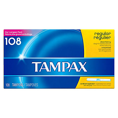 Tampax Regular Unscented Tampons, 108 ct.