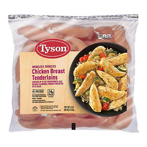 Tyson Frozen Boneless Skinless Chicken Breast Tenderloins, 6 lbs.