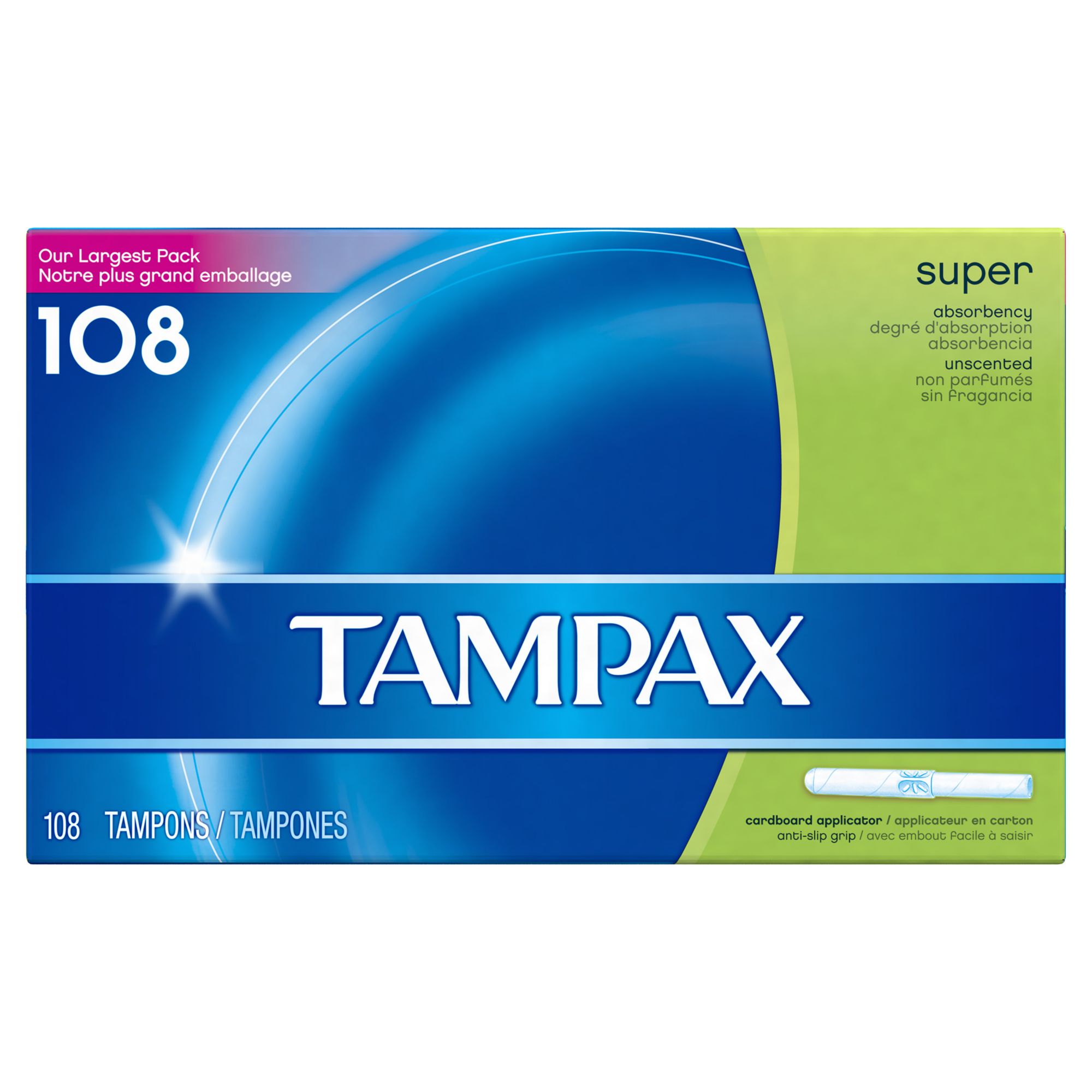 Tampax Tampons, Cardboard, Regular Absorbency, Feminine Care
