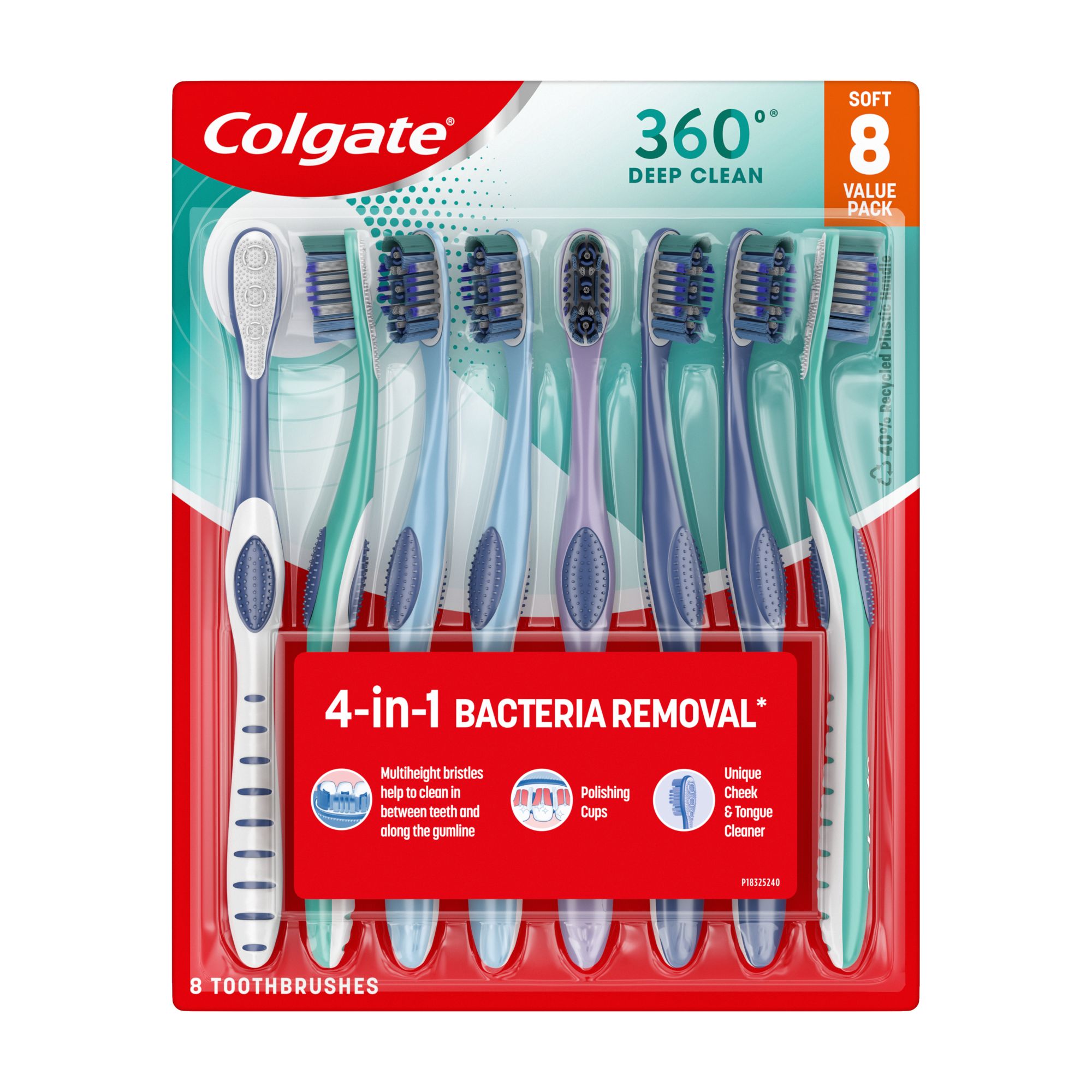 Colgate 360 Toothbrush with Tongue and Cheek Cleaner, Soft Toothbrush, 1  Pack