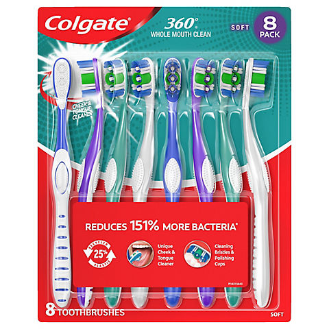 Colgate 360 Soft/Medium Toothbrushes, 8 ct.