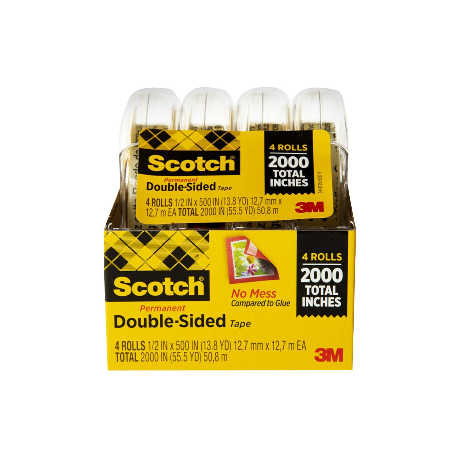 Scotch 665 Permanent Double Sided Tape, 1 x 1296, 3 Core