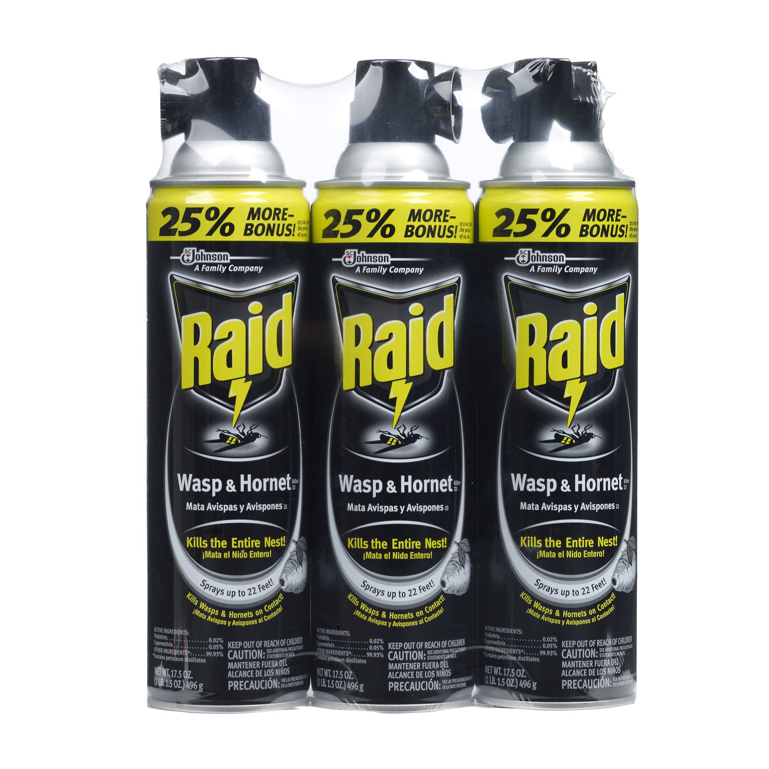 Raid 17 5 Oz Wasp And Hornet Killer Spray 3 Pk Bjs Wholesale Club