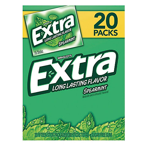 Extra Gum Spearmint Sugar-Free Mint Chewing Gum, 20 pk.