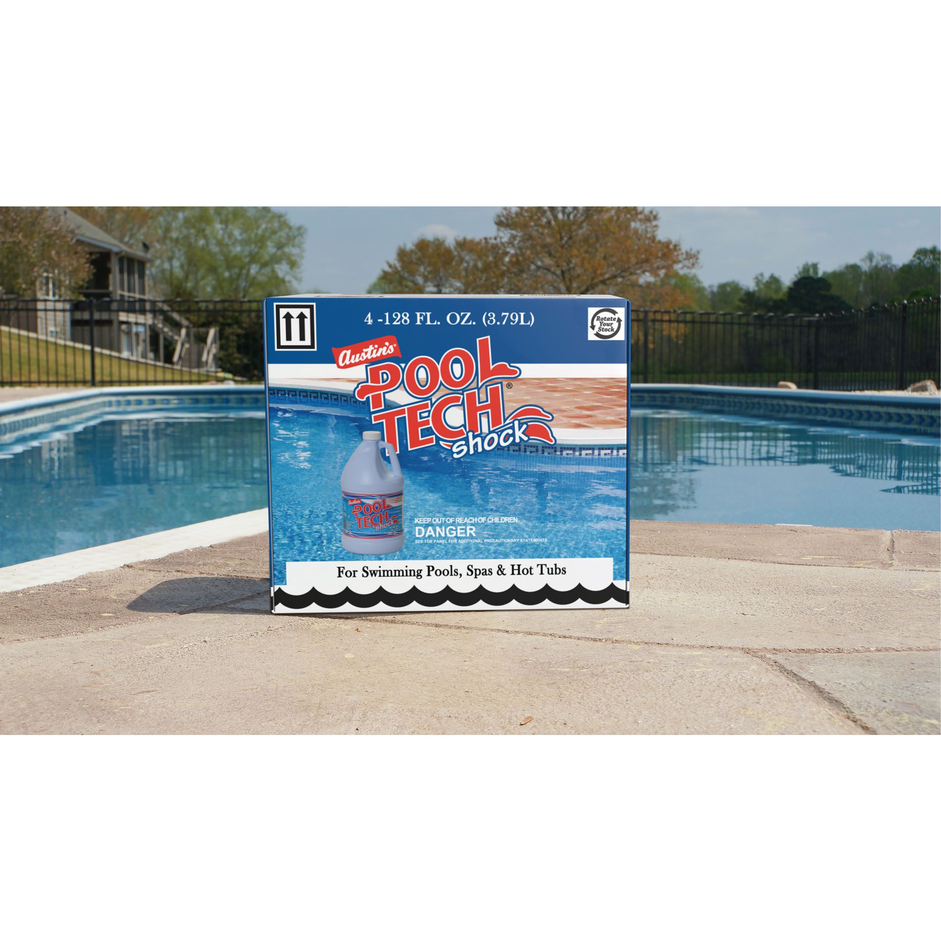 KIK Custom Liquid Pool Tech Shock - 128 fl oz (4 quart) - 4 / Carton - Blue