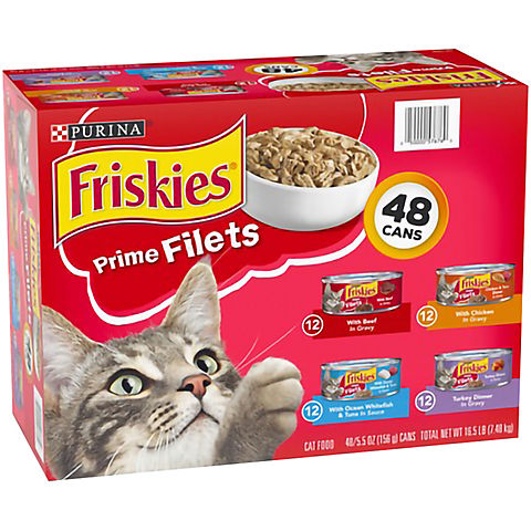 Purina Friskies Prime Filets Cat Food Variety Pack, 48 pk./5.5 oz.