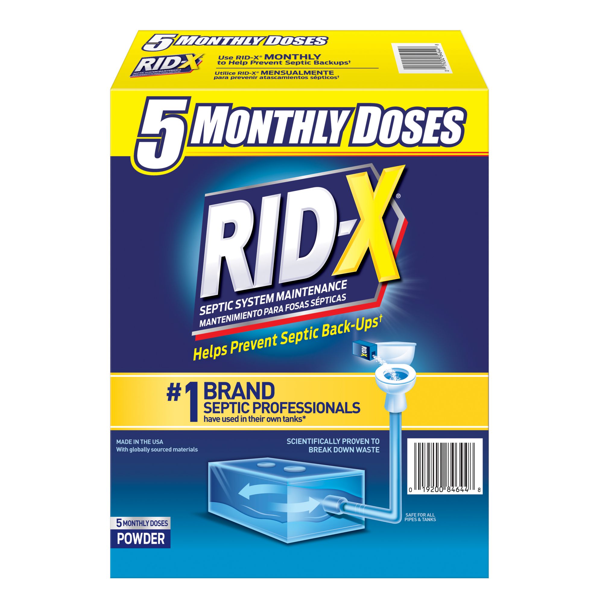 RID-X Septic Tank Treatment Powder, 5 Month Supply (49 oz