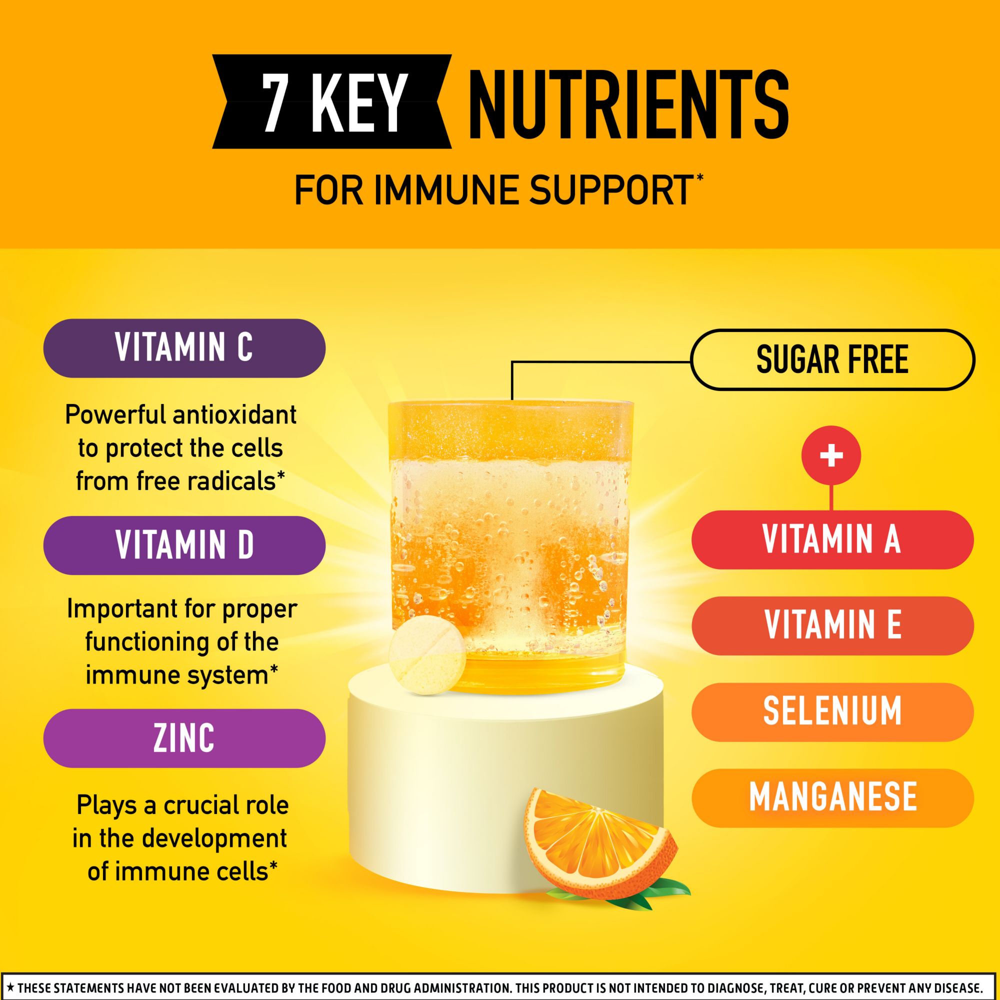 Airborne Immune Support, Vitamin C Effervescent Tablets, Orange Flavor, 36ct.