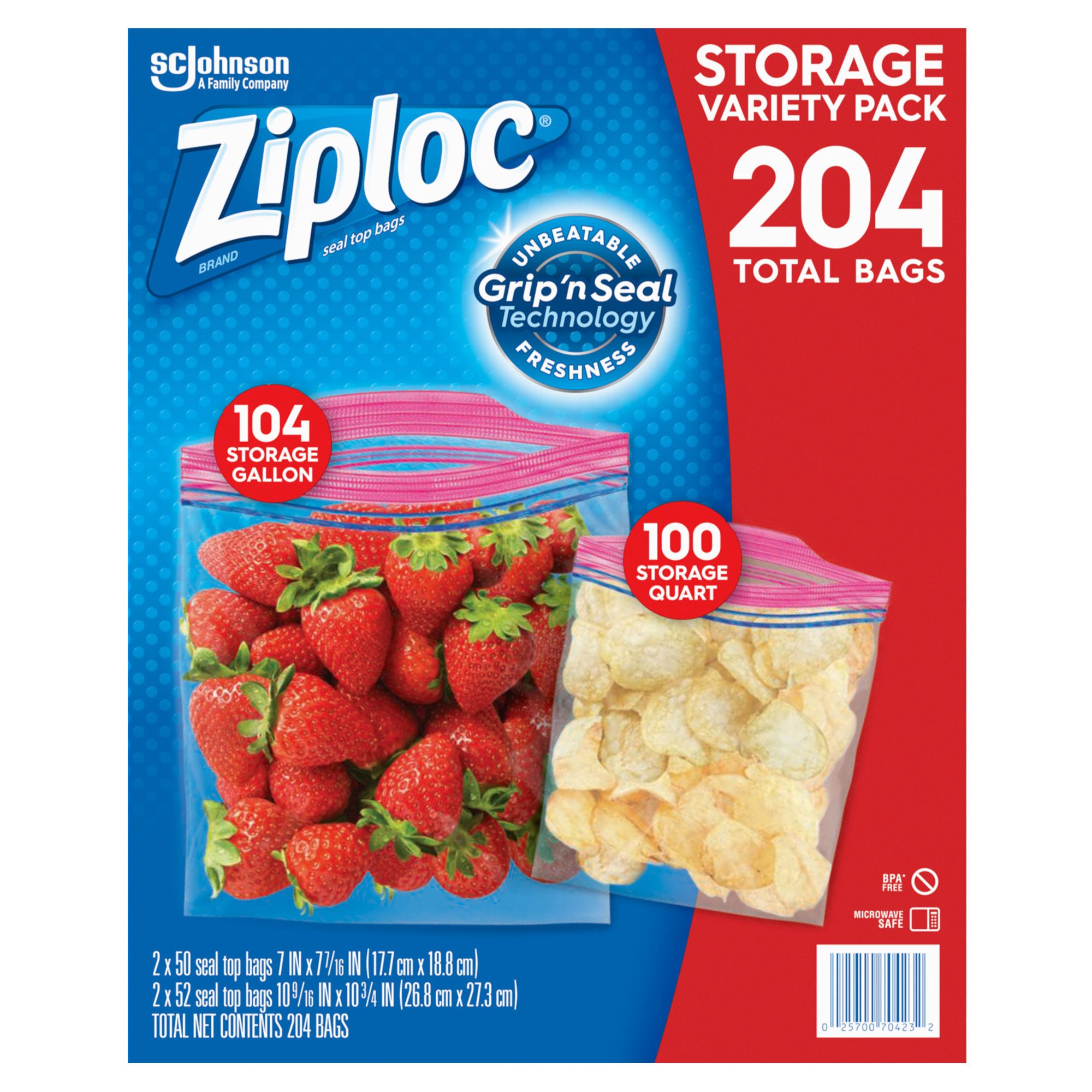 Ziploc Zipper Storage Bags, 2 Gallon, 100 ct, Clear