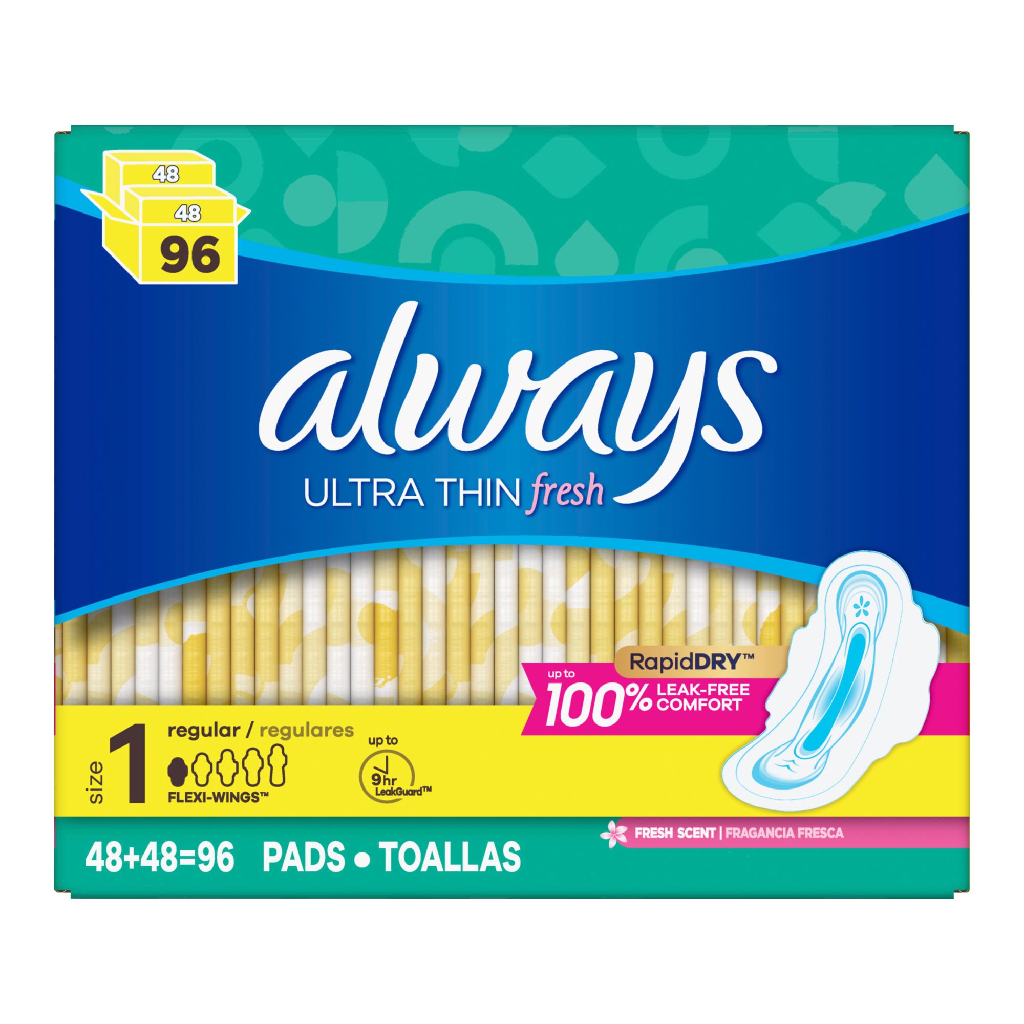 Always Ultra Thin Overnight Pads with Flexi-Wings, Unscented - Size 4 (80  ct.)