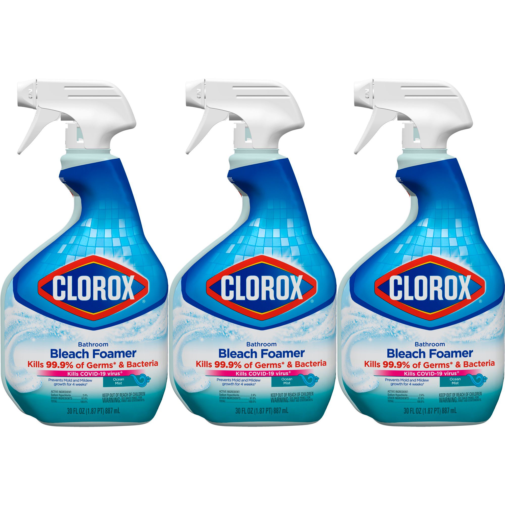Clorox Toilet Bowl Cleaner with Bleach, Rain Clean, 6 pk./24 oz.