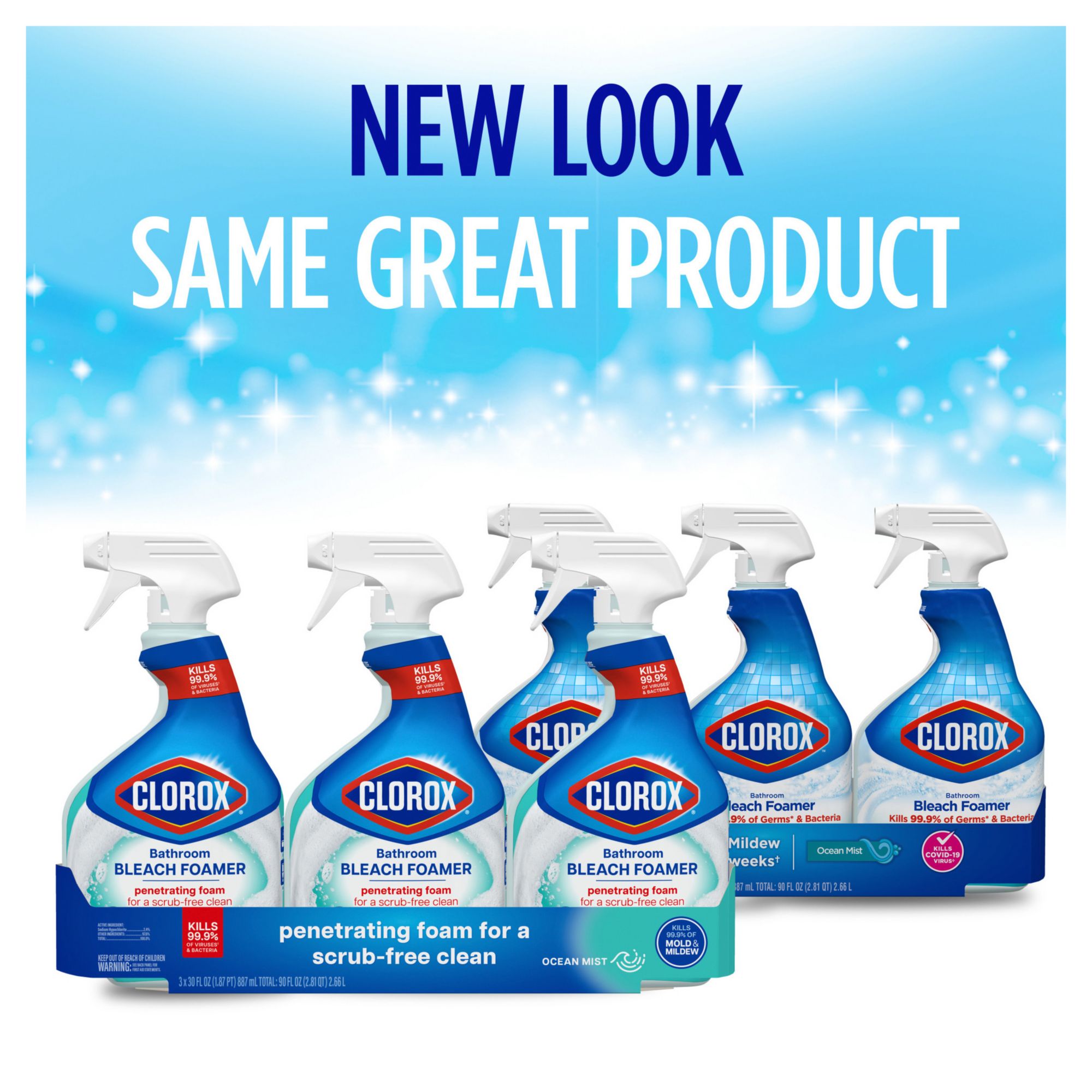 Clorox Toilet Bowl Cleaner with Bleach, Rain Clean, 6 pk./24 oz.