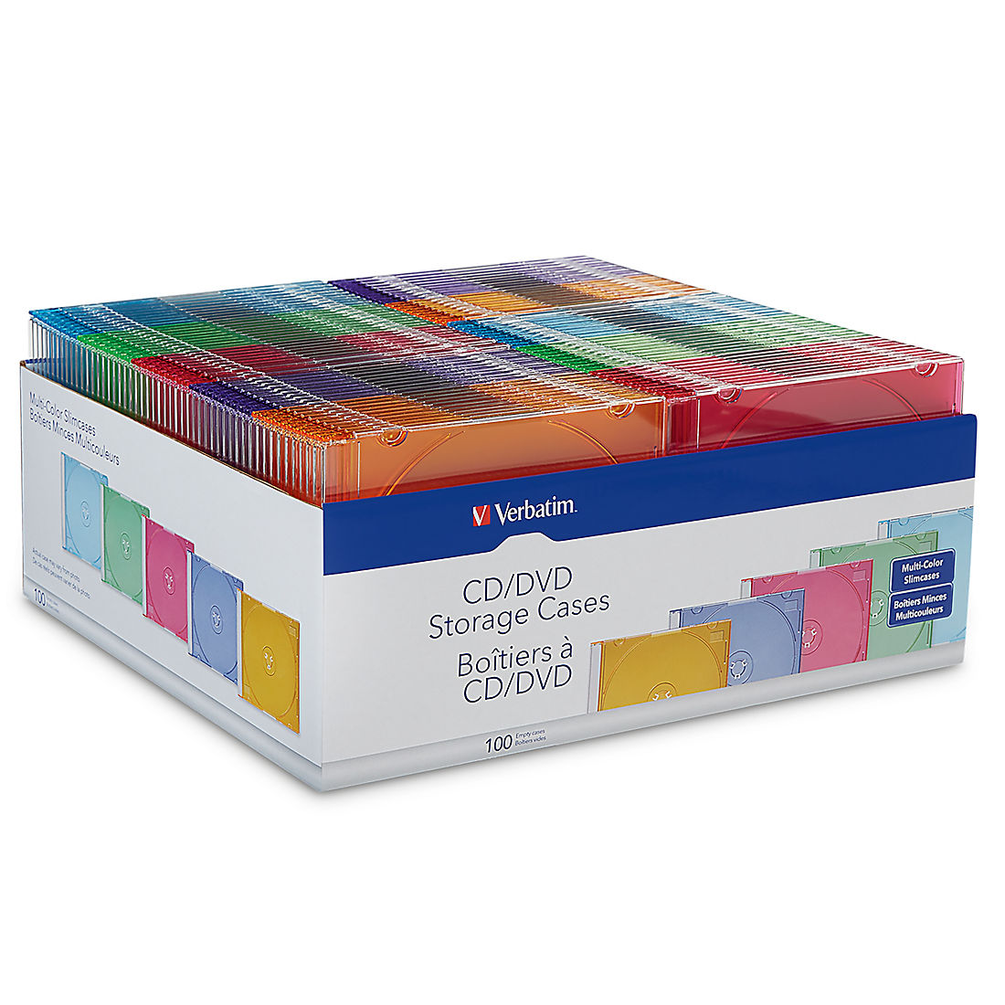 Verbatim CD/DVD Slim Color Storage Cases 50 Pack Plastic Assorted Colors