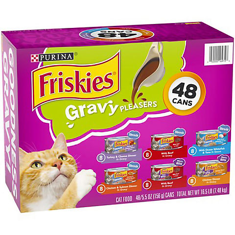 Purina Friskies Gravy Pleasers Cat Food Variety Pack,  48 ct./5.5 oz.