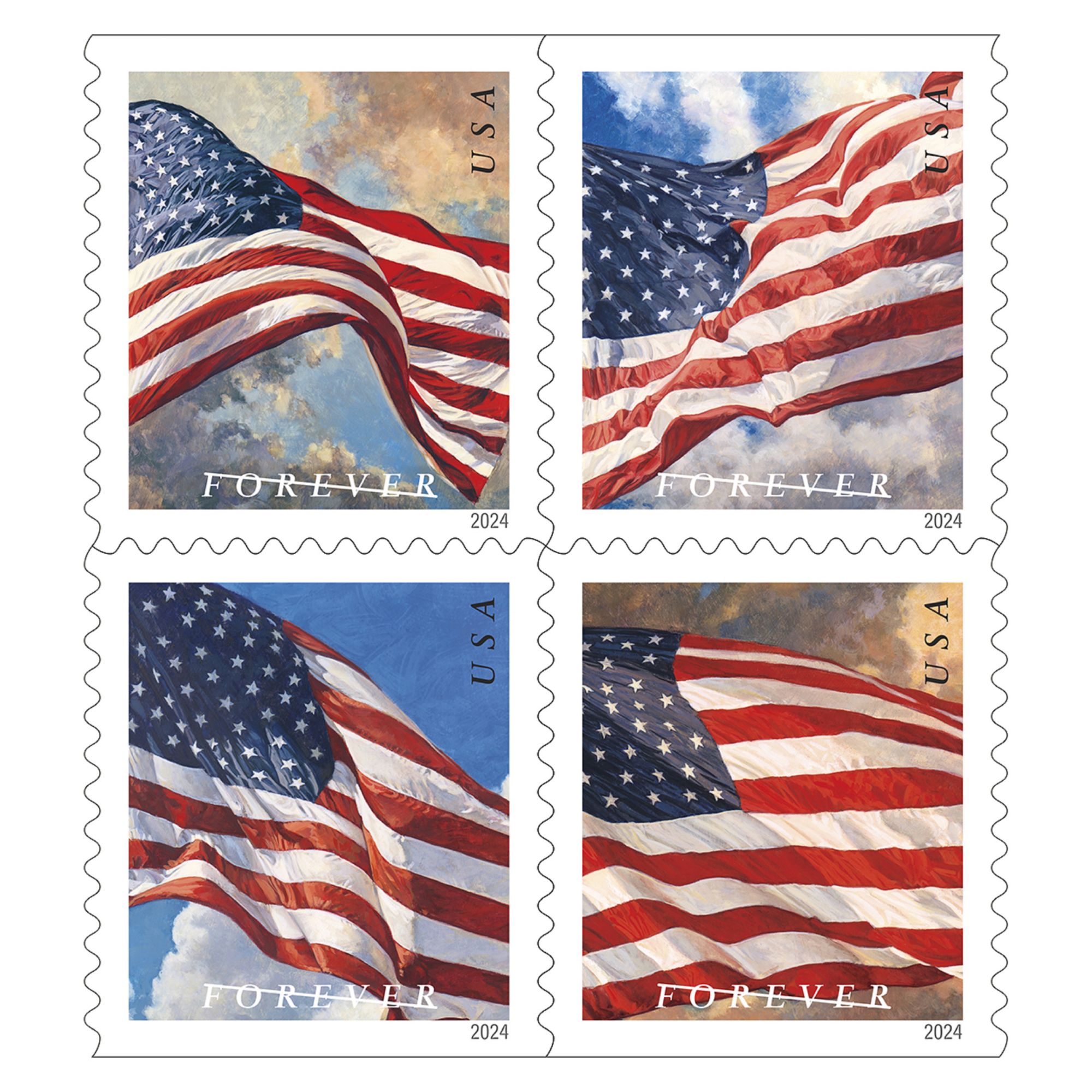 USPS Forever Stamps Postage, 100 count - U.S. Flag