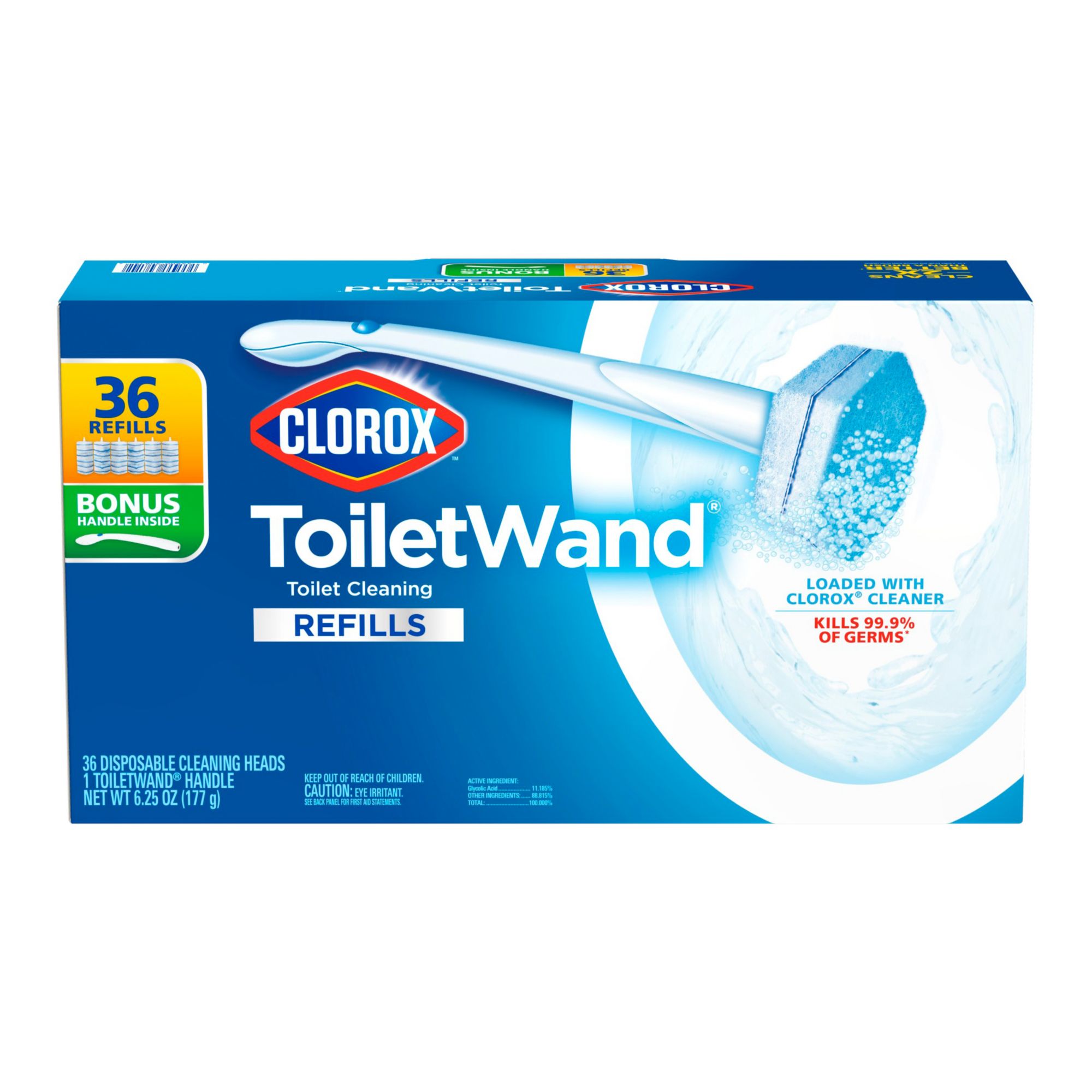 Clorox ToiletWand Disposable Toilet Cleaning Kit, Brush, Bathroom Cleaning  System with Storage Caddy and 6 Disinfecting Refill Heads (Package May