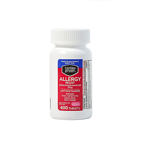 Berkley Jensen 25mg Diphenhydramine Hydrochloride Antihistamine Tablets, 400 ct.