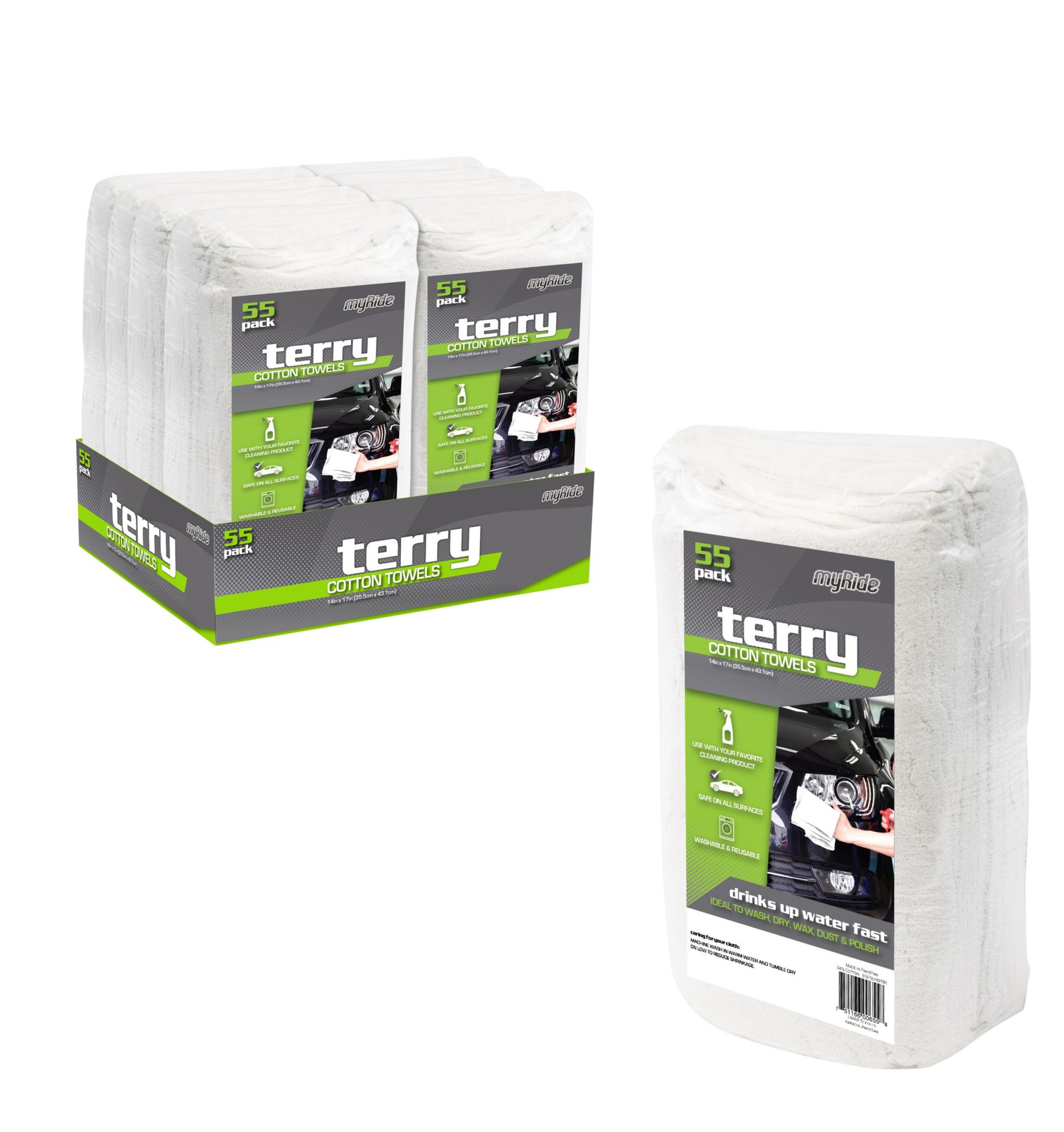 Cotton Terry Cleaning Towel 14 in. x 16 in., 12-Pack