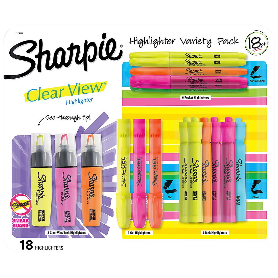 Assorted Colors Gel Highlighter 5 per Set Sharpie 