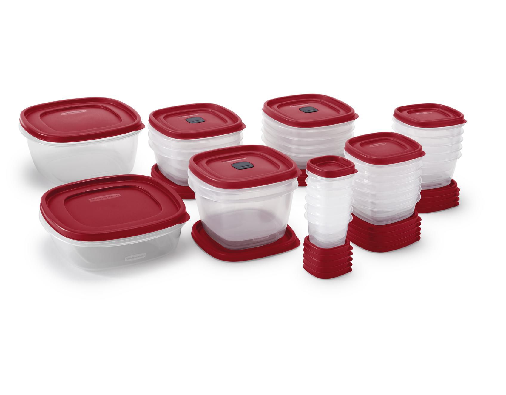 Rubbermaid 7J60 Easy Find Lid Square 2-Cup Food Storage (Pack of 8  Containers), No Size, Red/Transparent