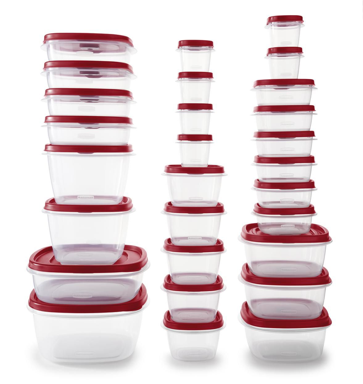 Rubbermaid 56 piece Food Storage Containers Set Easy Find Lids Clear  Plastic