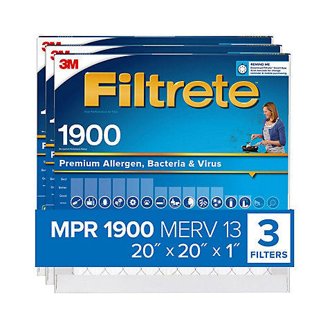 Filtrete 20" x 20" x 1" Ultimate Allergen Reduction Filters, 3 pk.
