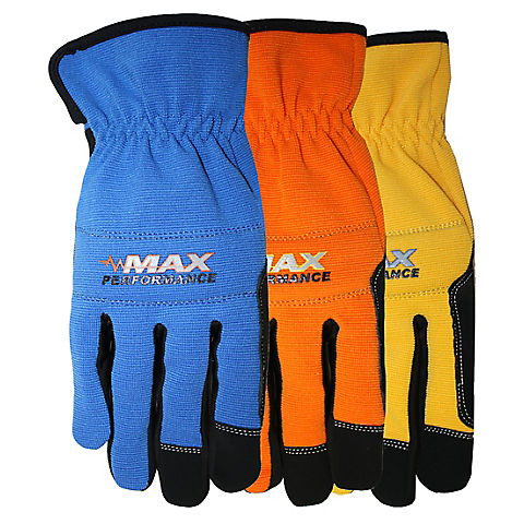 MidWest Gloves & Gear Men's Large Max Performance Gloves, 3 pk.