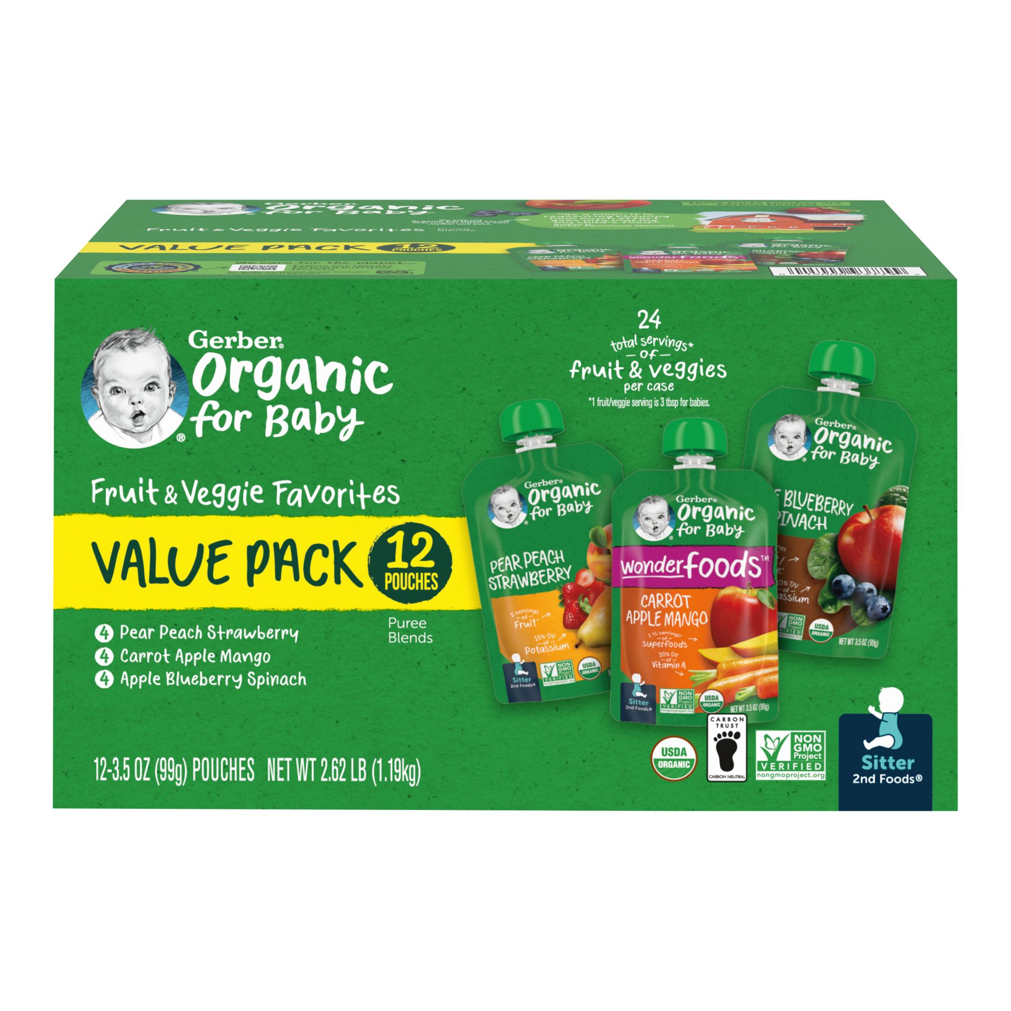 Gerber Organics Fruits and Veggies Value Pack, 12 Ct./ Oz. - BJs  Wholesale Club