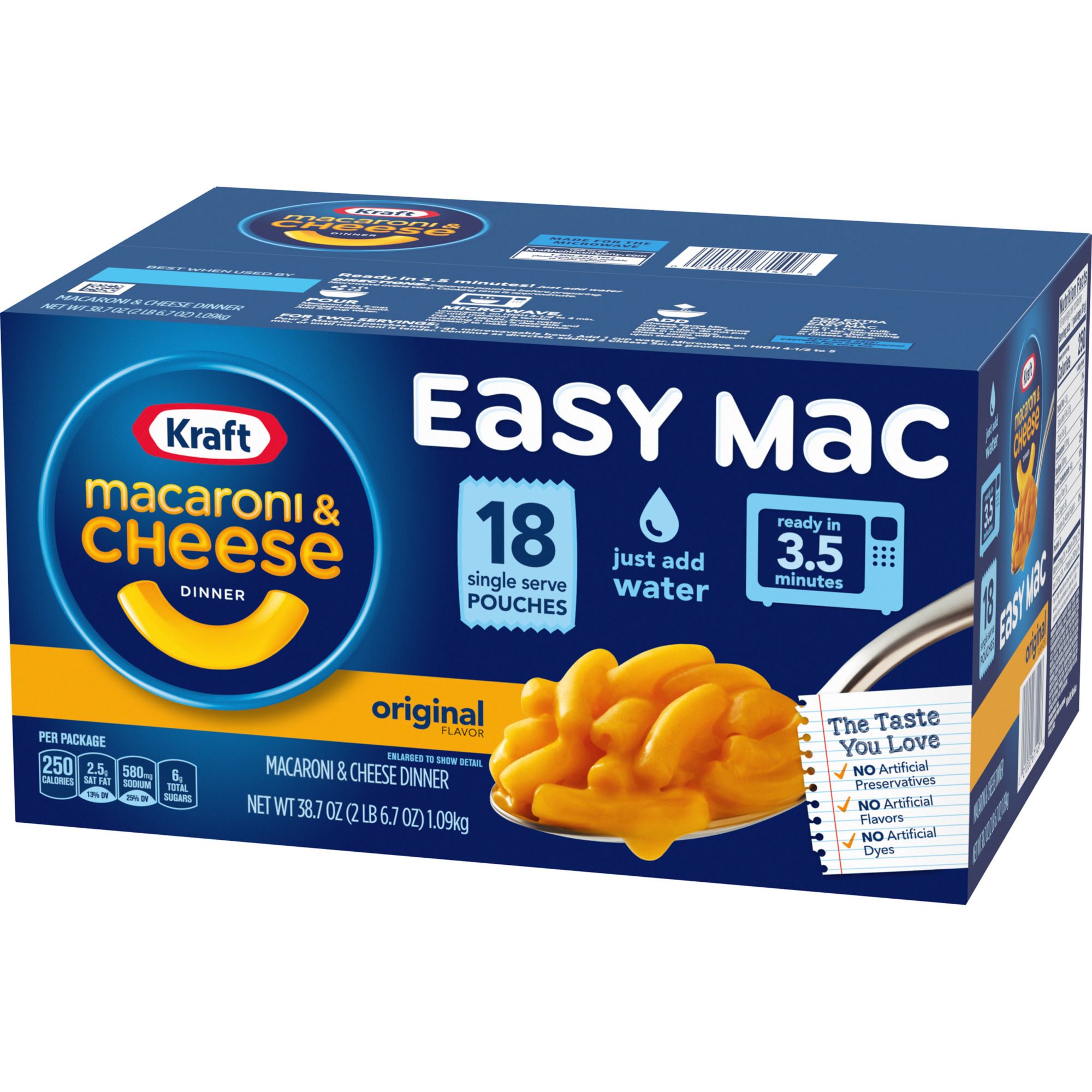 Kraft Easy Mac Macaroni & Cheese Dinner, 18 pk./38.7 oz.