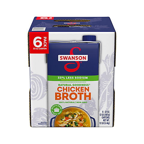 Swanson Natural Goodness 33% Less Sodium Chicken Broth, 6 ct./32 oz.
